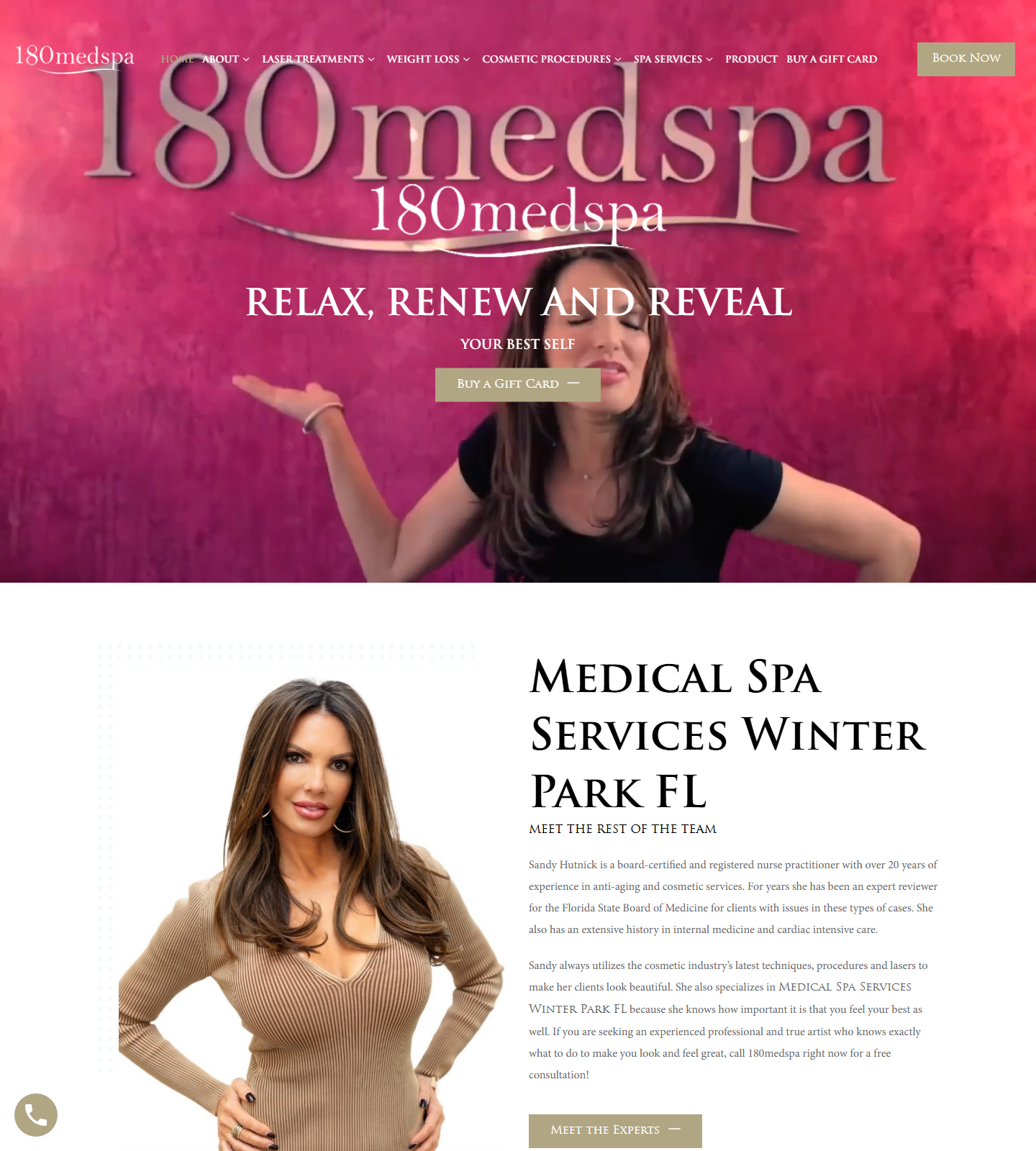180 MedSpa — 180 MedSpa website homepage (Winter Park, FL)