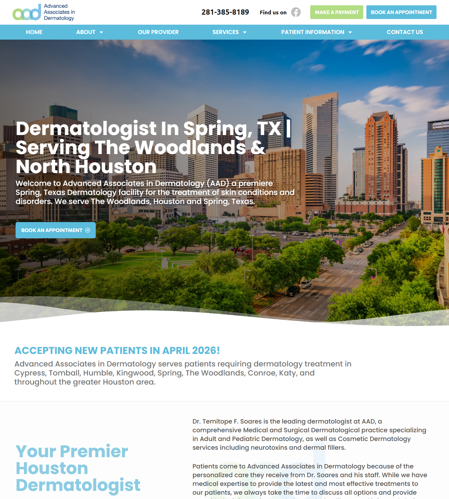 Advanced Associates in Dermatology — Advanced Associates in Dermatology website homepage (Spring, TX plastic & cosmetic surgery)