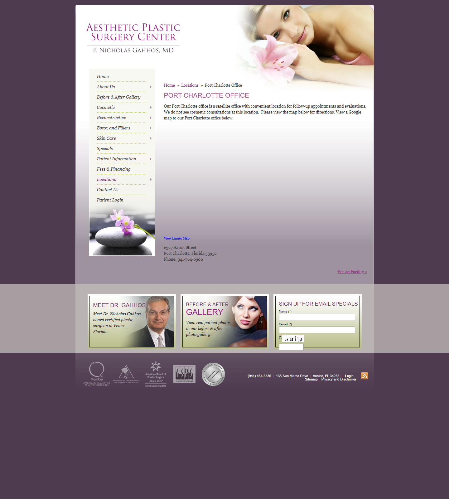 Aesthetic Plastic Surgery Center — Aesthetic Plastic Surgery Center website homepage (Port Charlotte, FL plastic & cosmetic surgery)