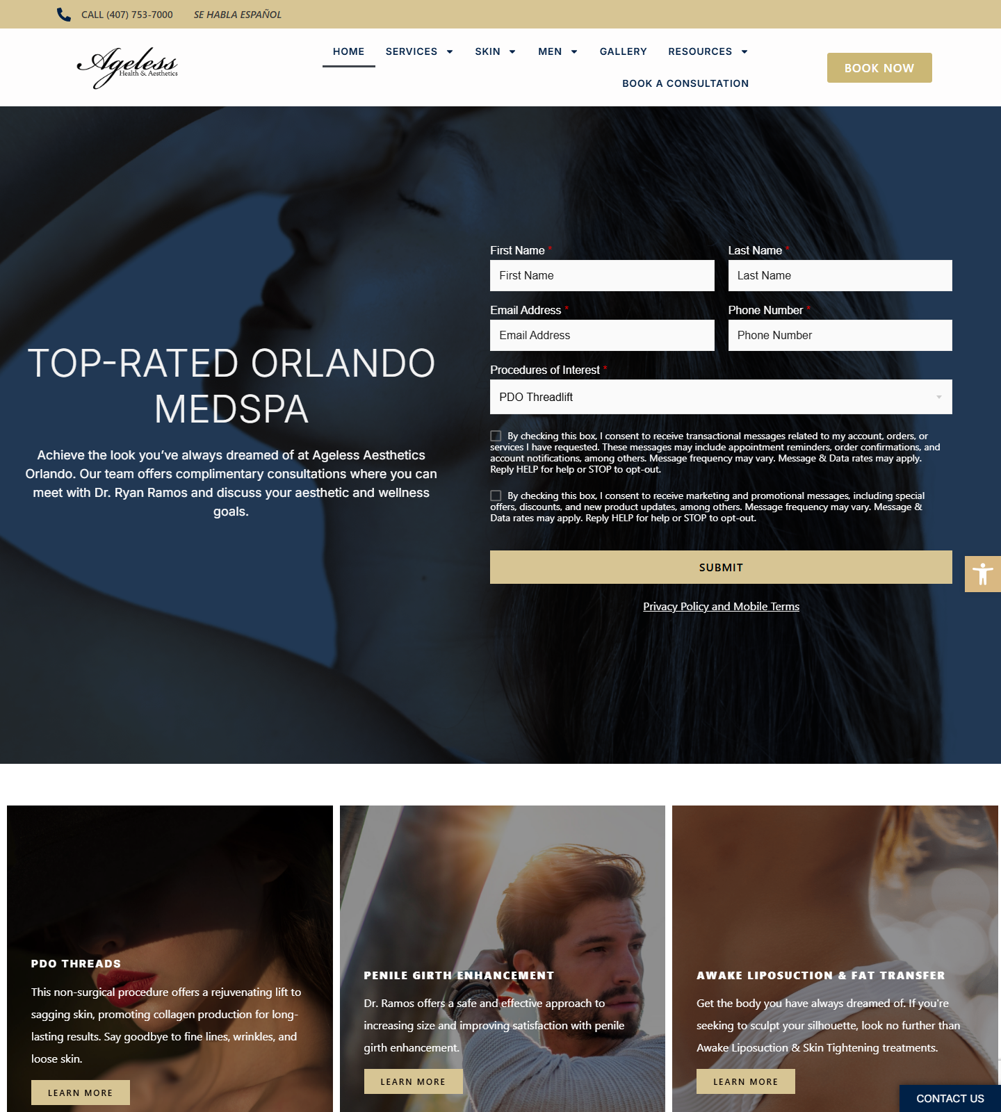 Ageless Aesthetics Orlando — Ageless Aesthetics Orlando website homepage (Orlando, FL)
