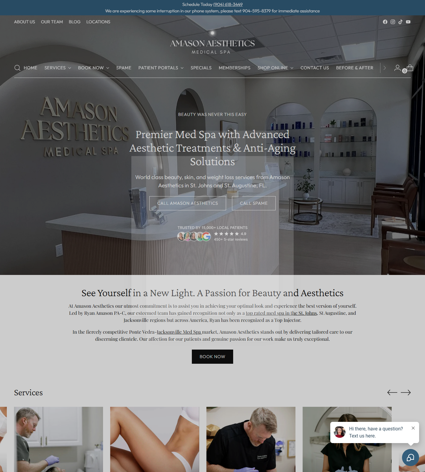 Amason Aesthetics — Amason Aesthetics website homepage (St Johns, FL)