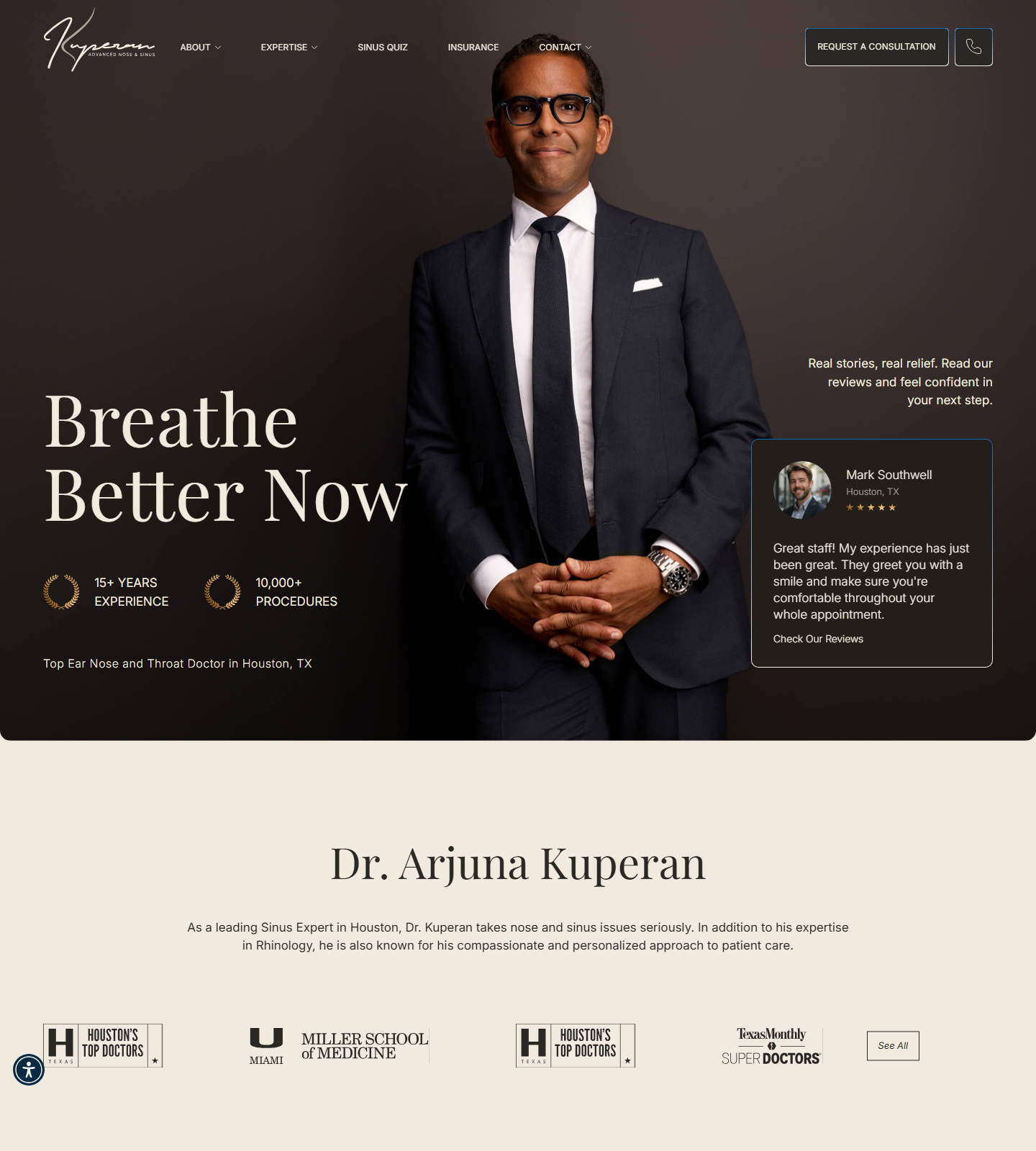 Arjuna Kuperan, MD — Arjuna Kuperan, MD website homepage (Shenandoah, TX plastic & cosmetic surgery)