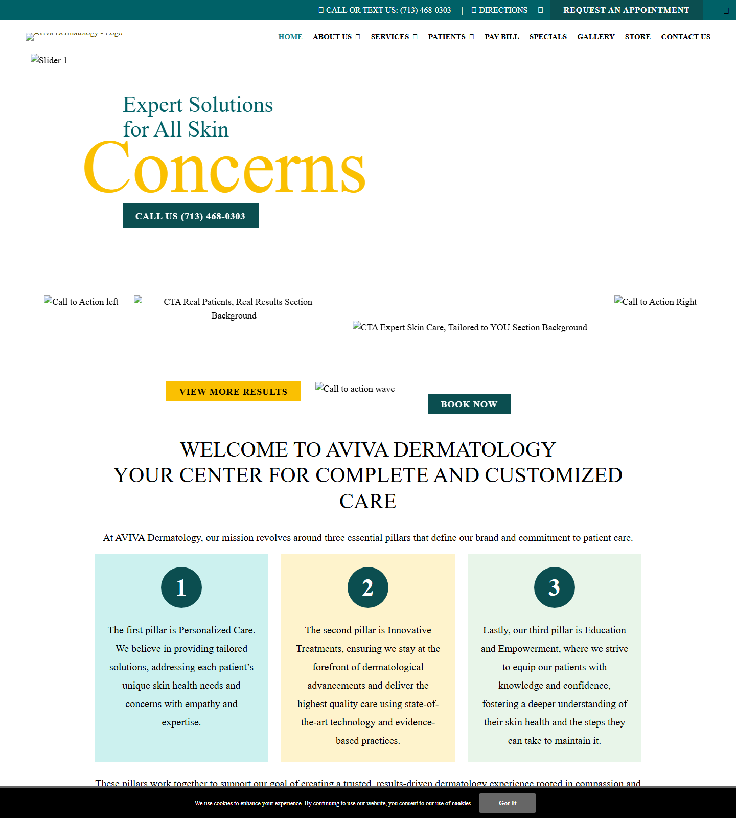 AVIVA Dermatology — AVIVA Dermatology website homepage (Houston, TX plastic & cosmetic surgery)