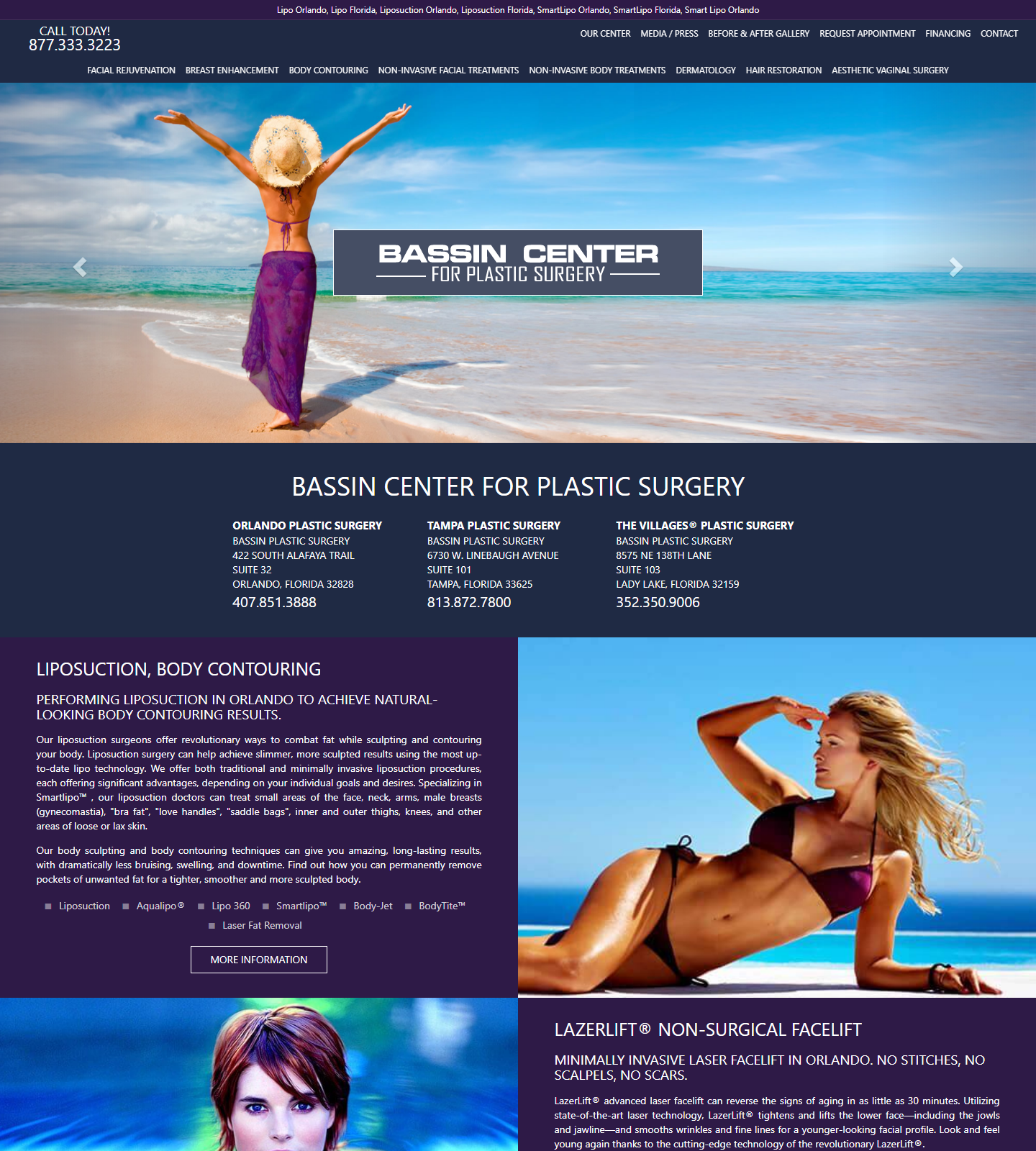 Bassin Center For Plastic Surgery Orlando — Bassin Center For Plastic Surgery Orlando website homepage (Orlando, FL)