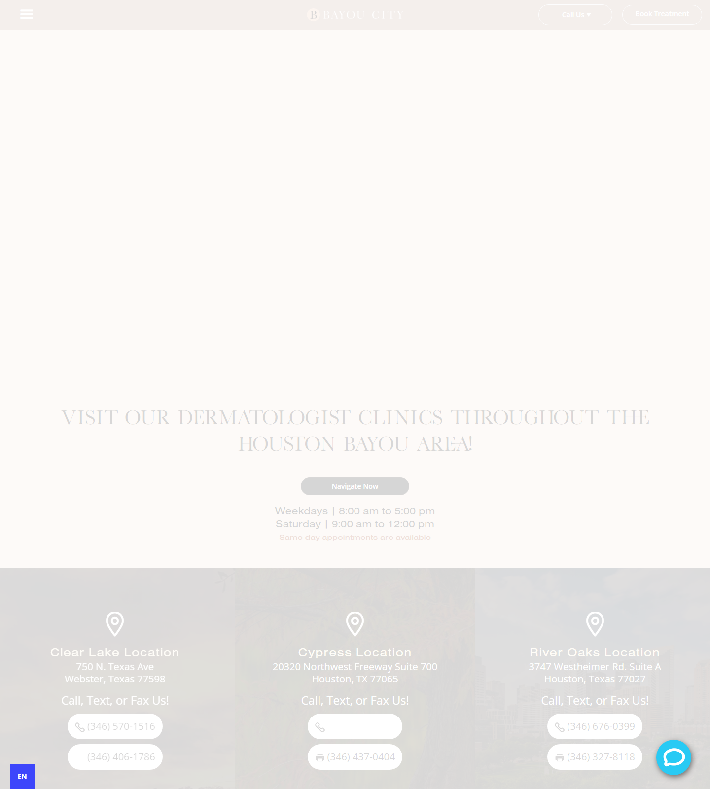 Bayou City Dermatology — Bayou City Dermatology website homepage (Webster, TX plastic & cosmetic surgery)