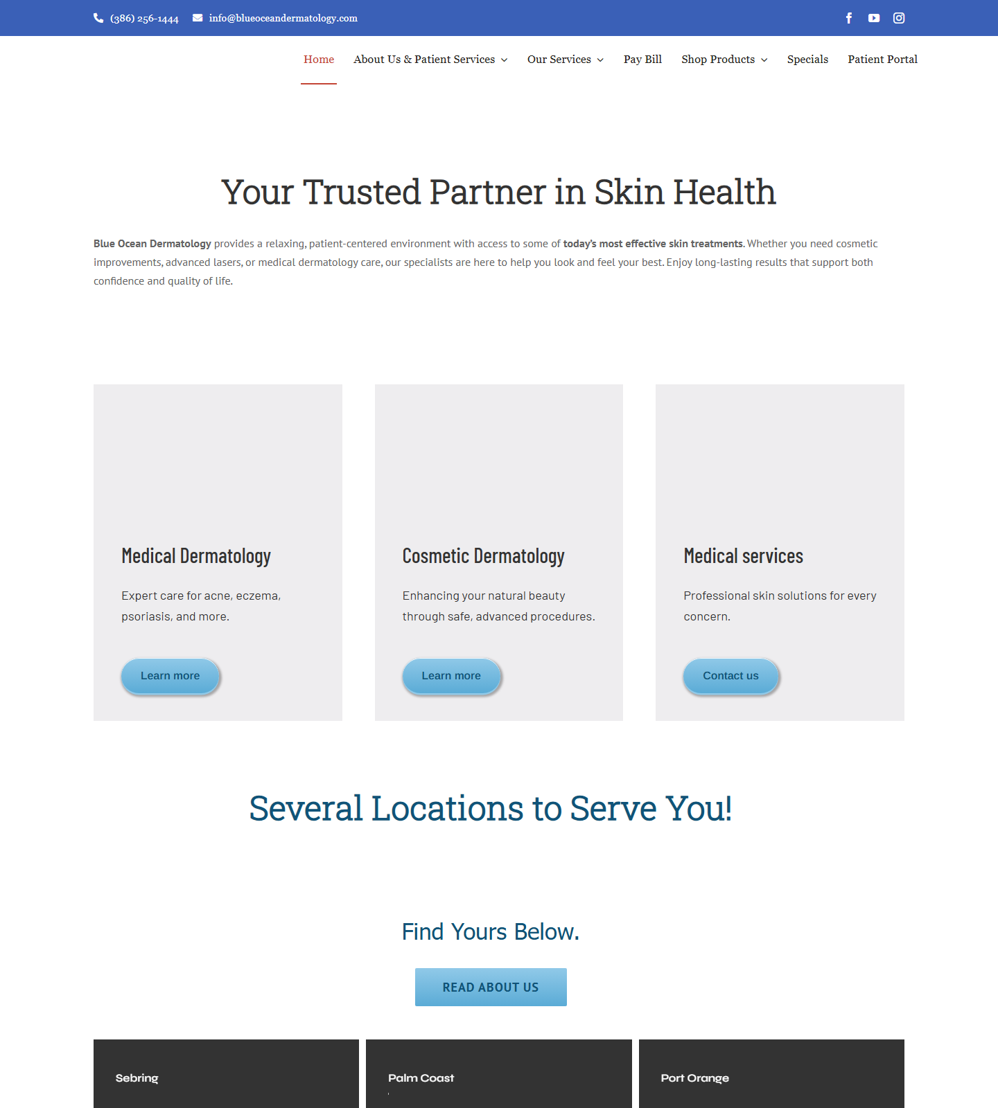 Blue Ocean Dermatology — Blue Ocean Dermatology website homepage (Winter Park, FL)