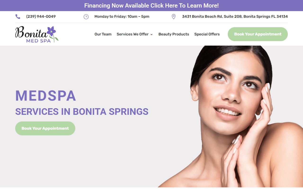 Bonita Med Spa — Bonita Med Spa website homepage (Bonita Springs, FL plastic & cosmetic surgery)