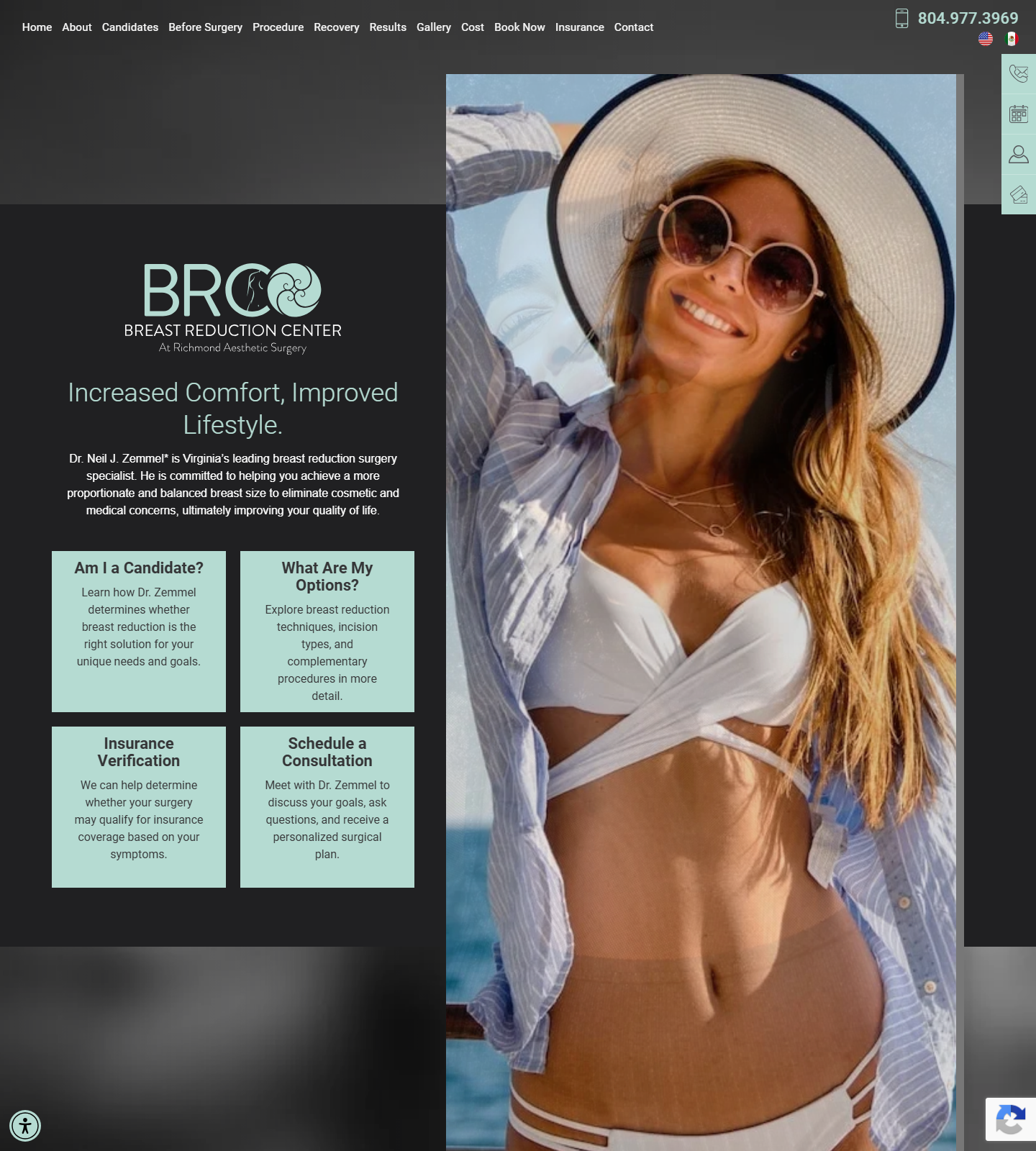 Breast Reduction Center at Richmond Aesthetic Surgery — Breast Reduction Center at Richmond Aesthetic Surgery website homepage (Richmond, VA)