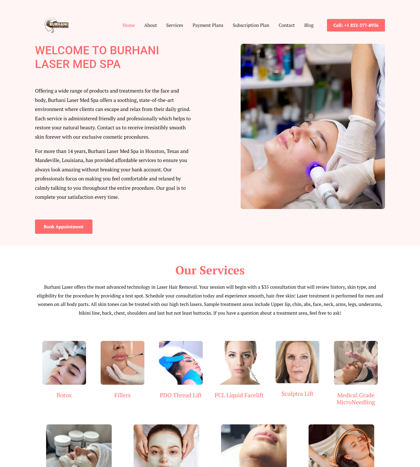 Burhani Laser Med Spa — Burhani Laser Med Spa website homepage (Cypress, TX plastic & cosmetic surgery)