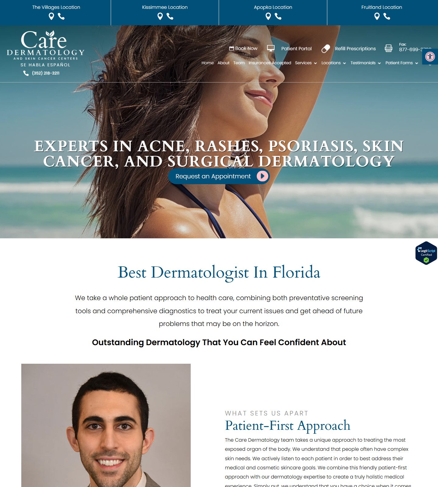 Care Dermatology And Skin Cancer Centers — Care Dermatology And Skin Cancer Centers website homepage (Kissimmee, FL)