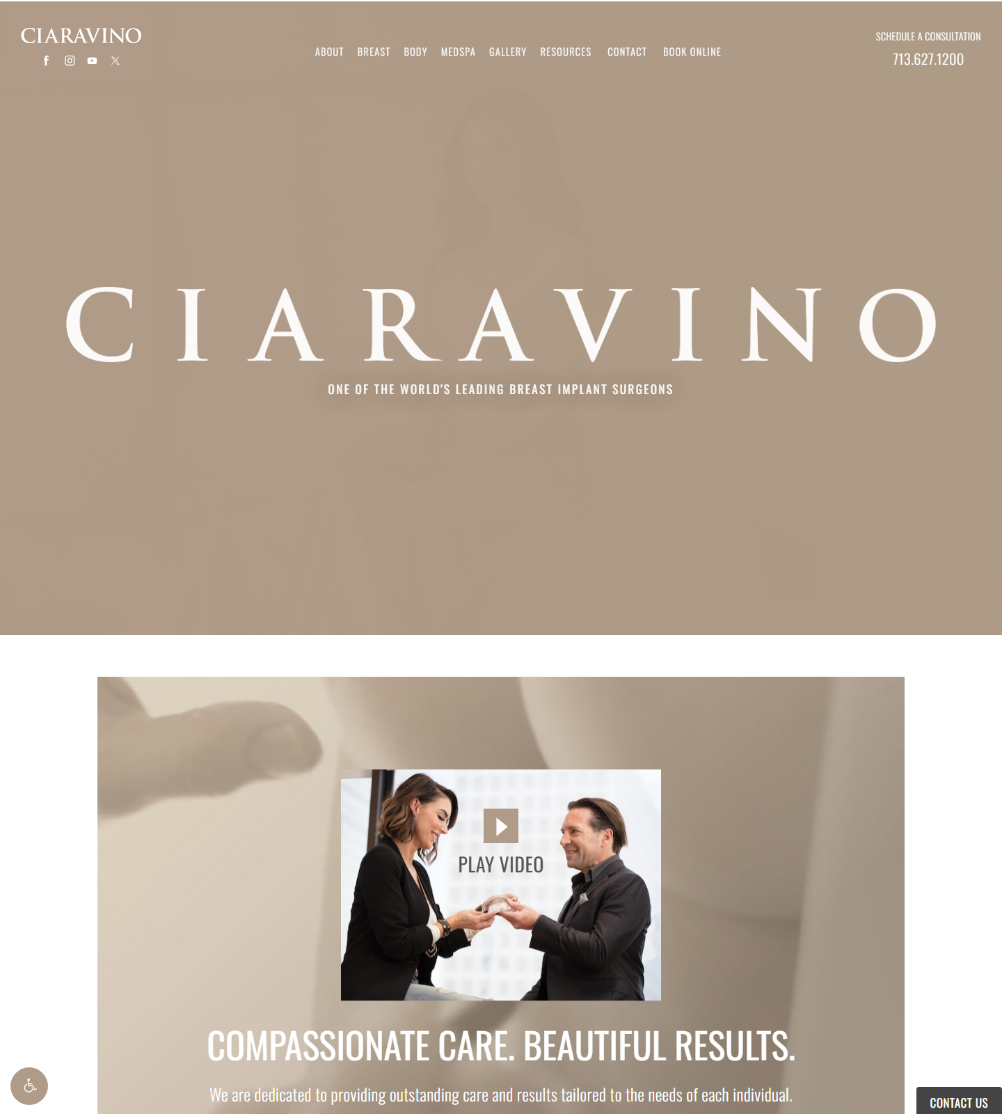 Ciaravino Total Beauty — Ciaravino Total Beauty website homepage (Houston, TX plastic & cosmetic surgery)