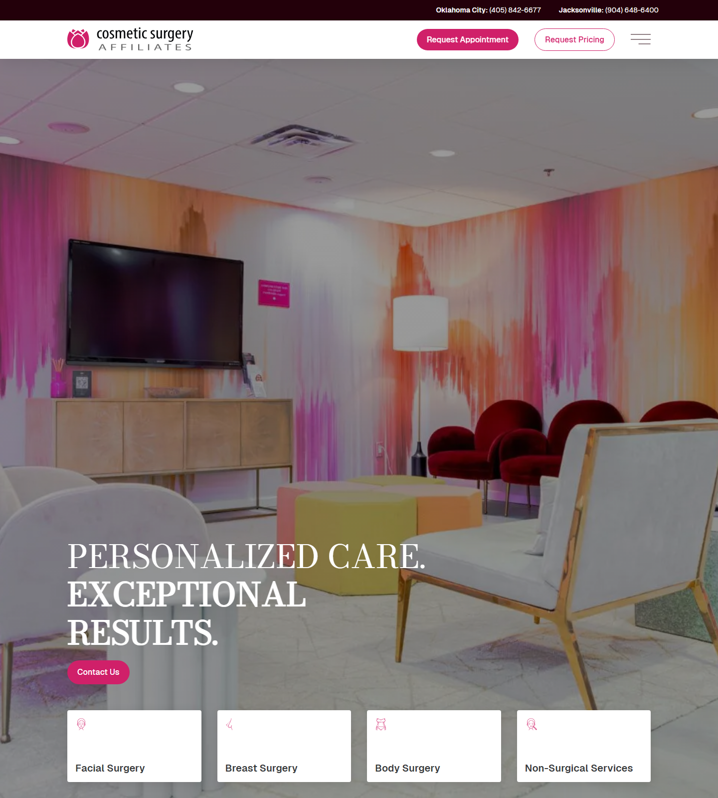 Cosmetic Surgery Affiliates — Cosmetic Surgery Affiliates website homepage (Jacksonville, FL)