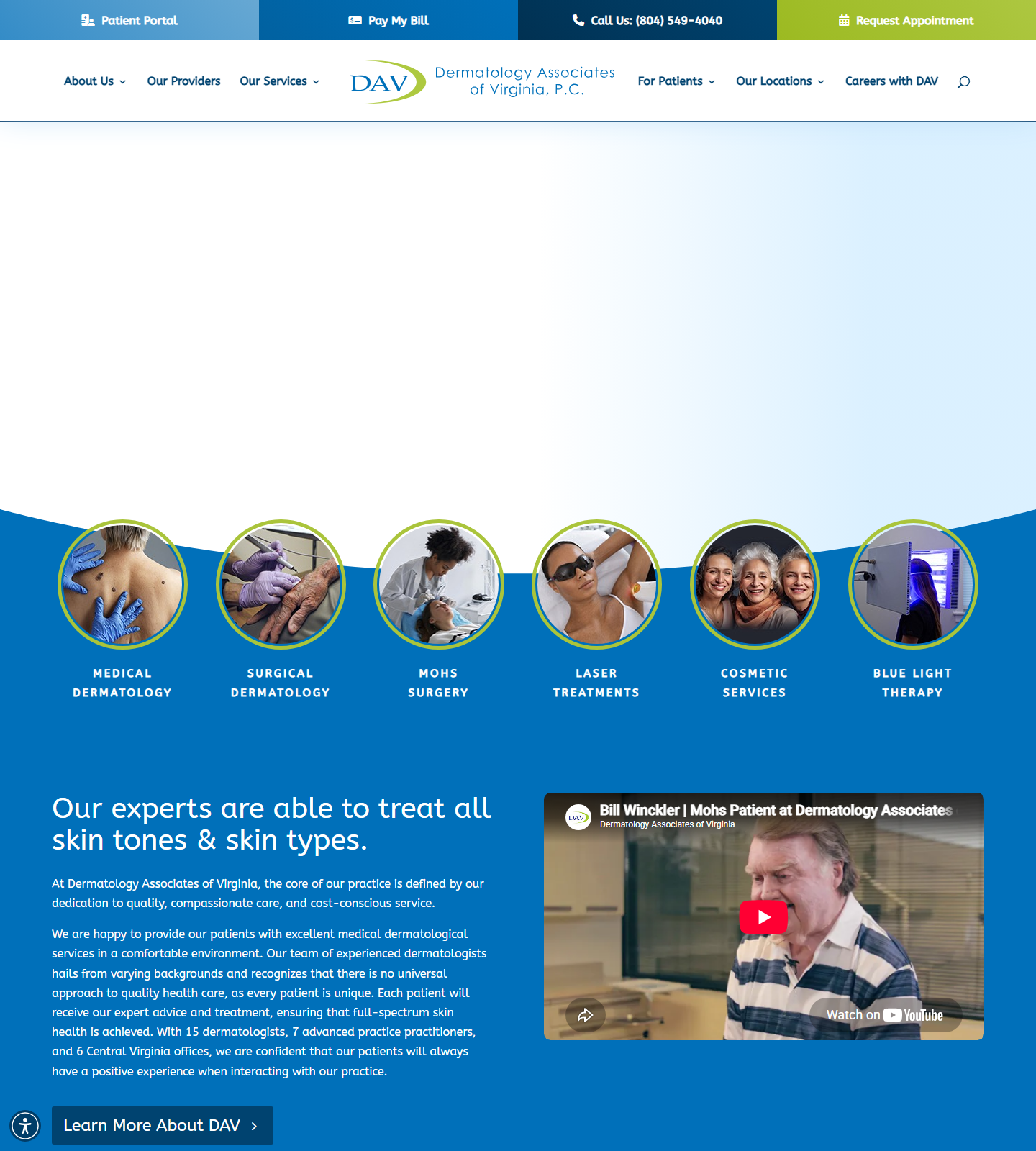 Dermatology Associates Of Virginia — Dermatology Associates Of Virginia website homepage (Richmond, VA)