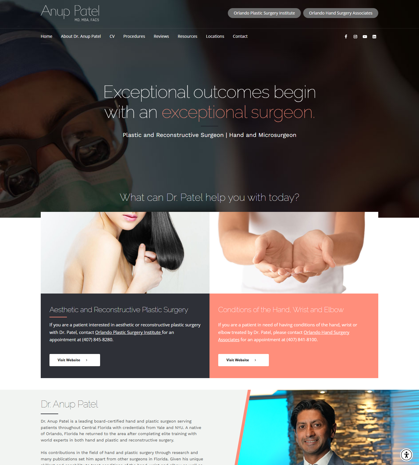 Dr. Anup Patel, MD, MBA, FACS — Dr. Anup Patel, MD, MBA, FACS website homepage (Orlando, FL)