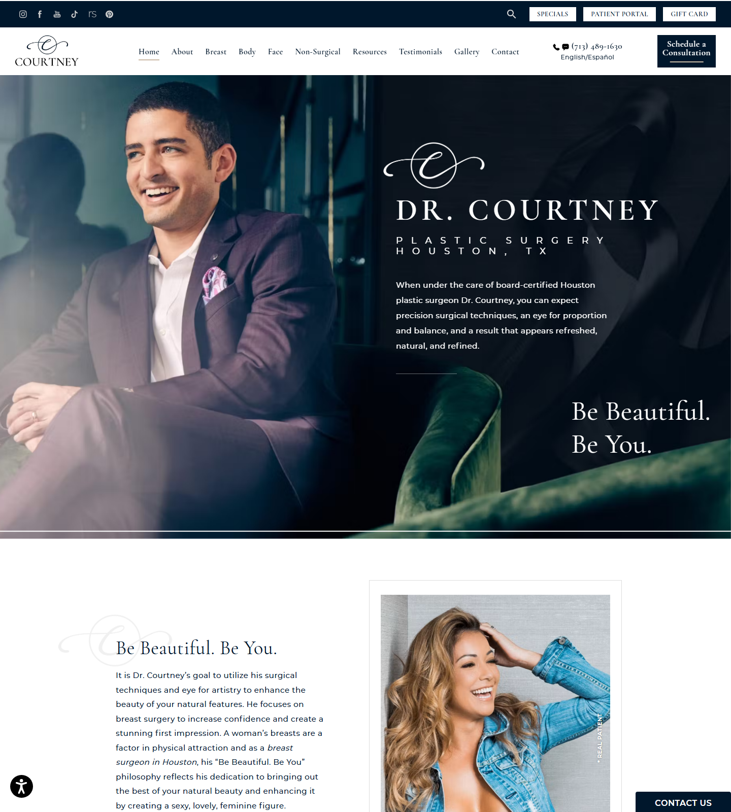 Dr. Courtney Plastic Surgery — Dr. Courtney Plastic Surgery website homepage (Houston, TX plastic & cosmetic surgery)