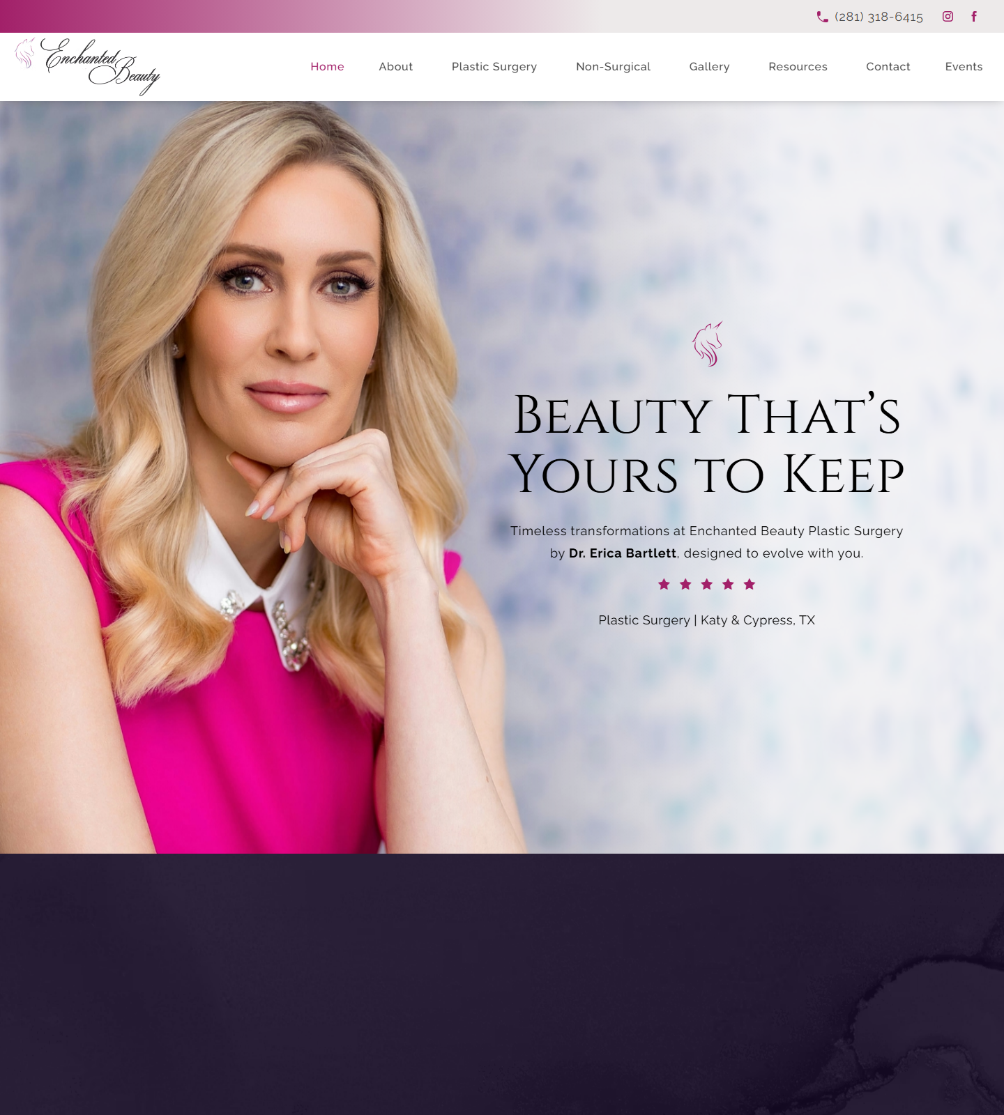 Dr. Erica Bartlett — Dr. Erica Bartlett | Enchanted Beauty Plastic Surgery website homepage (Katy, TX plastic & cosmetic surgery)