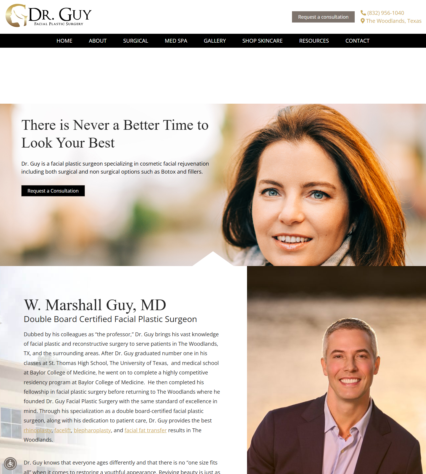 Dr. Guy Facial Plastic Surgery — Dr. Guy Facial Plastic Surgery website homepage (Shenandoah, TX plastic & cosmetic surgery)