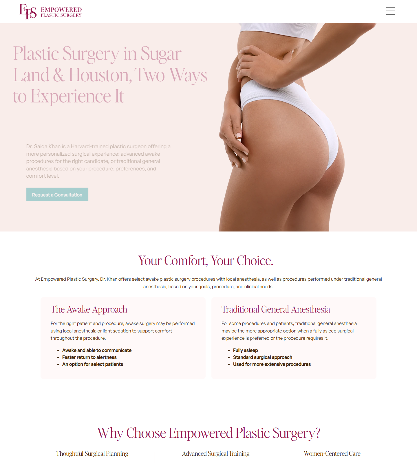 Empowered Plastic Surgery — Empowered Plastic Surgery website homepage (Sugar Land, TX plastic & cosmetic surgery)