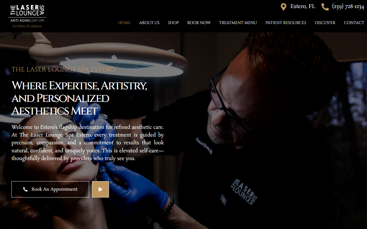 The Laser Lounge Spa Estero — The Laser Lounge Spa Estero website homepage (Estero, FL plastic & cosmetic surgery)