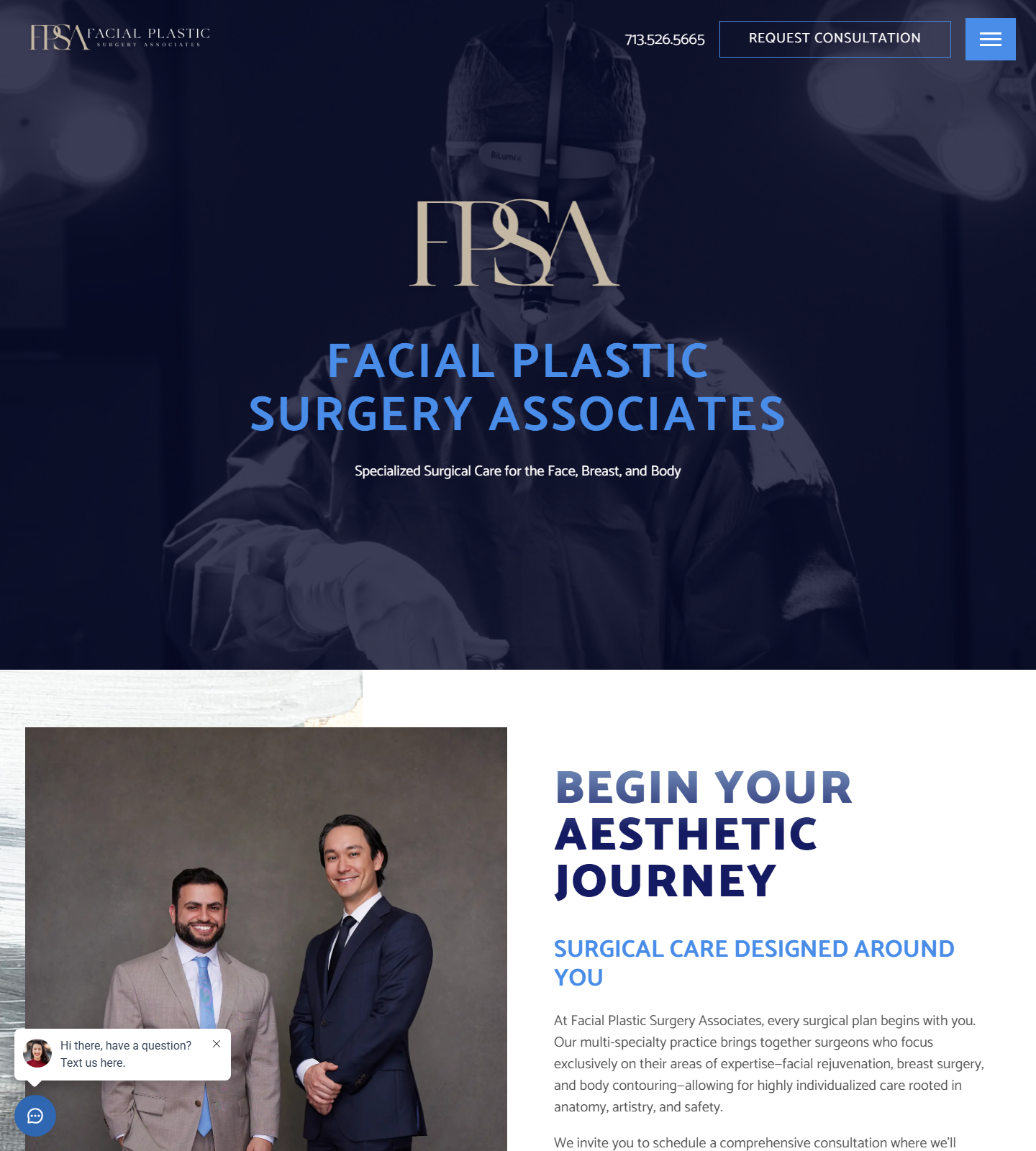 Facial Plastic Surgery Associates — Facial Plastic Surgery Associates website homepage (Houston, TX plastic & cosmetic surgery)