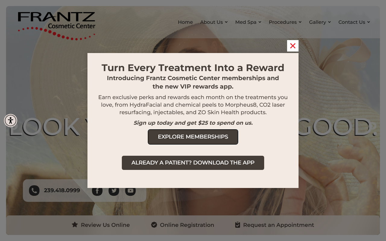 Dr. Christine Bokman — Frantz Cosmetic Center website homepage (Fort Myers, FL plastic & cosmetic surgery)