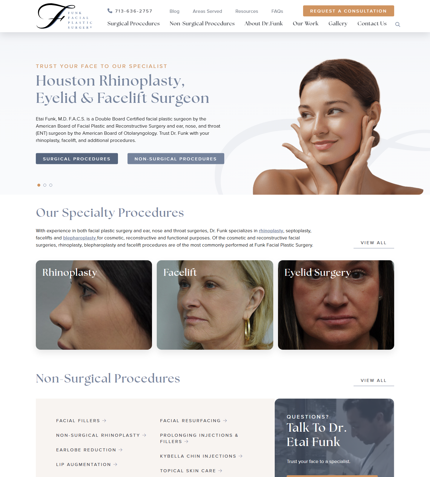 Funk Facial Plastic Surgery — Funk Facial Plastic Surgery website homepage (Houston, TX plastic & cosmetic surgery)