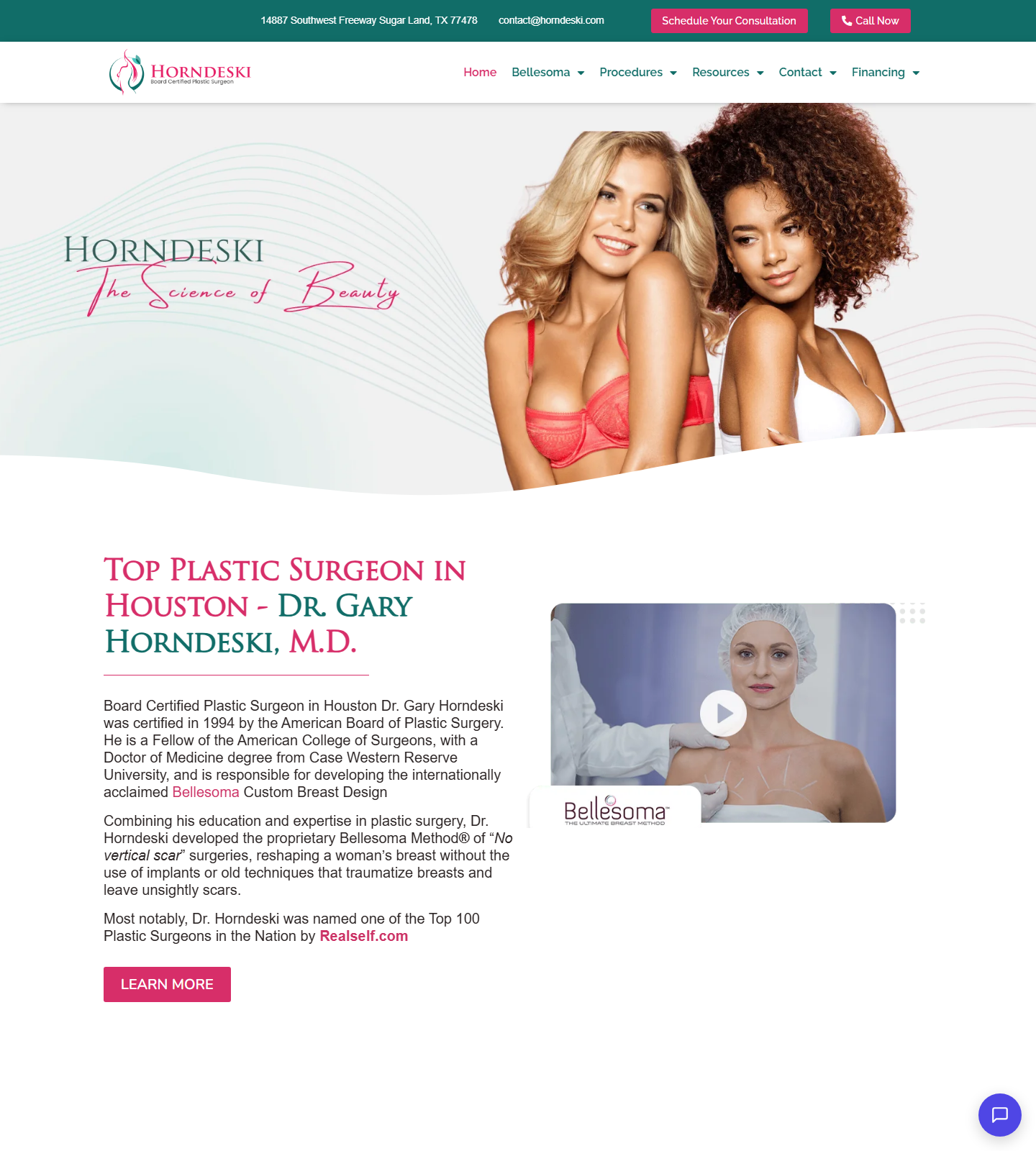 Gary Horndeski M.D — Gary Horndeski M.D website homepage (Sugar Land, TX plastic & cosmetic surgery)