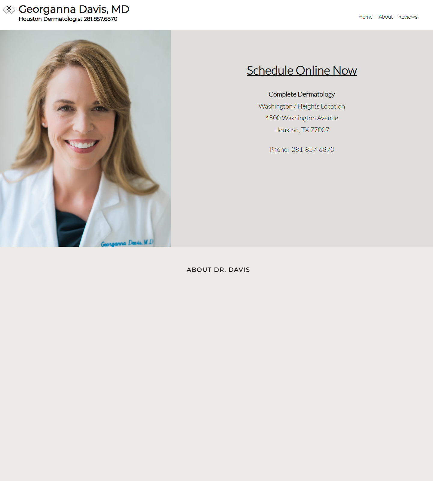 Georganna Davis, MD - Dermatologist — Georganna Davis, MD - Dermatologist website homepage (Houston, TX plastic & cosmetic surgery)