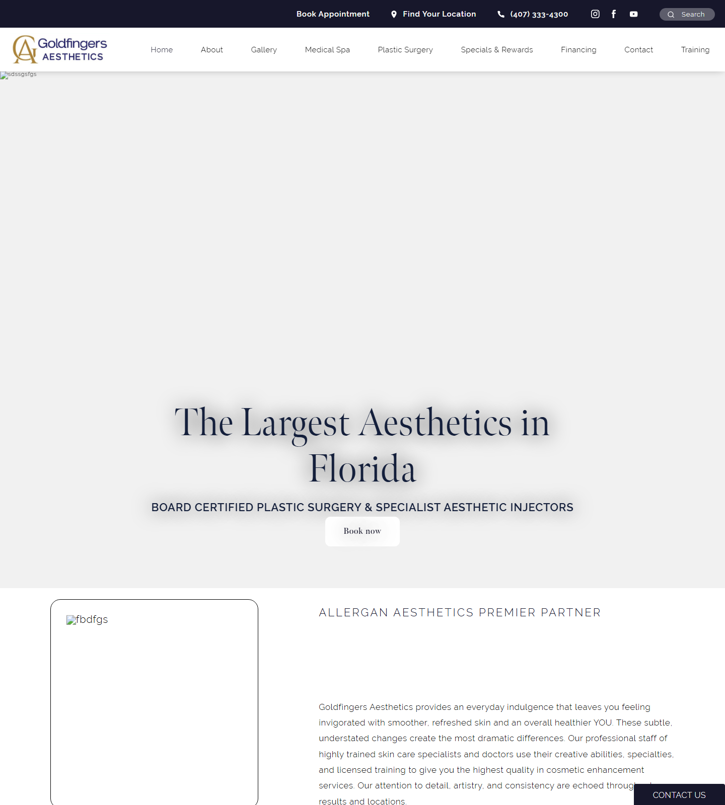 Goldfingers Aesthetics & Medical Spa - Orlando — Goldfingers Aesthetics & Medical Spa - Orlando website homepage (Orlando, FL)