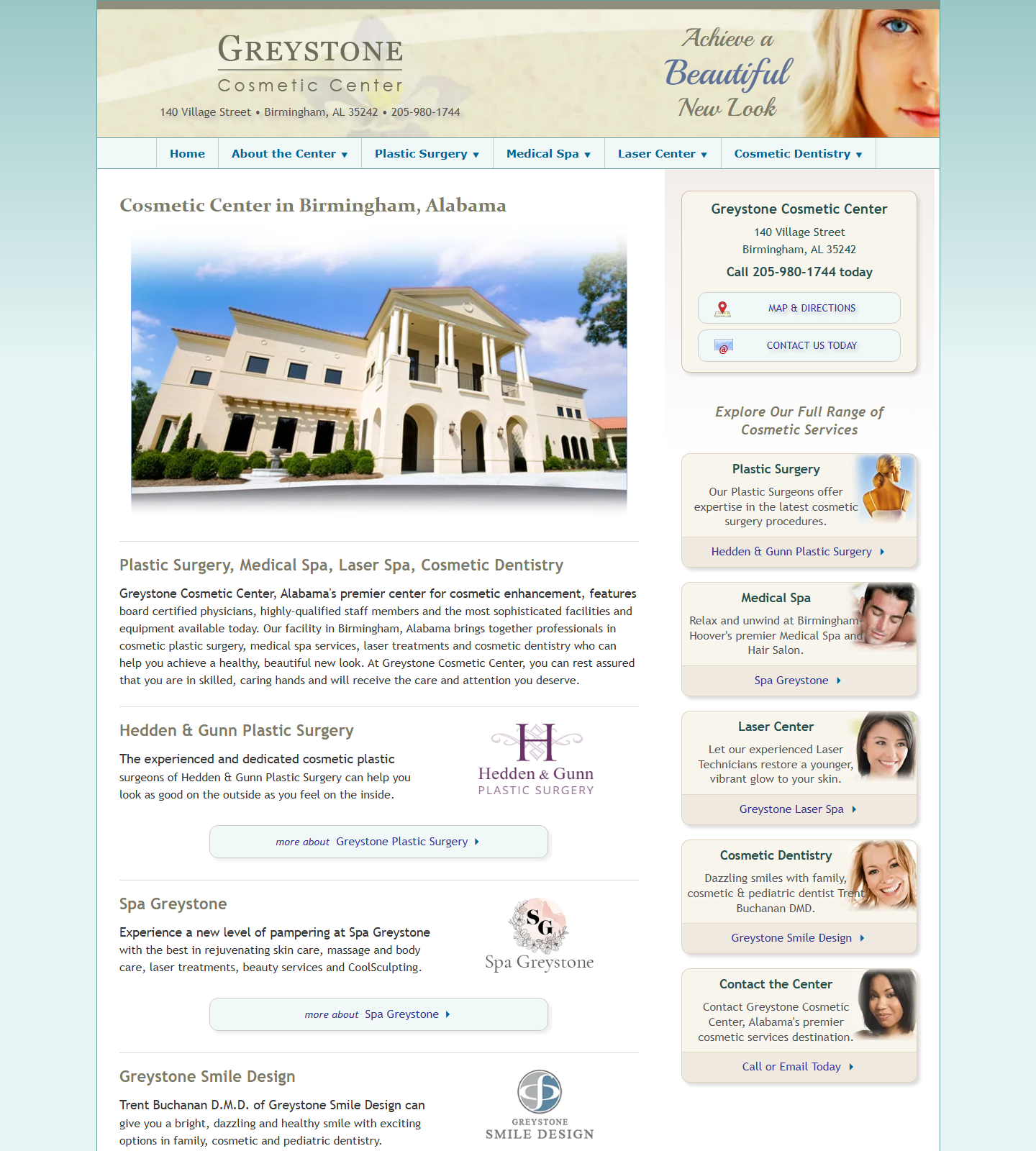 GREYSTONE COSMETIC CENTER — GREYSTONE COSMETIC CENTER website homepage (Birmingham, AL)