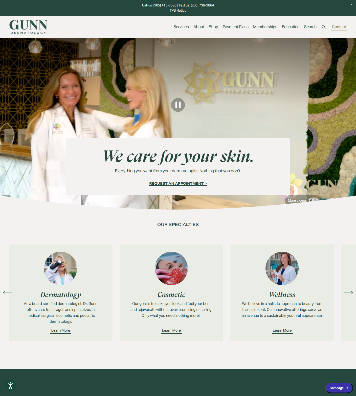 Gunn Dermatology - Crestline — Gunn Dermatology - Crestline website homepage (Birmingham, AL)