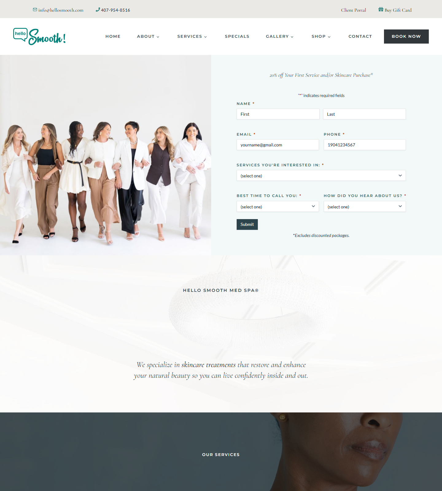 Hello Smooth Med Spa — Hello Smooth Med Spa website homepage (St Johns, FL)