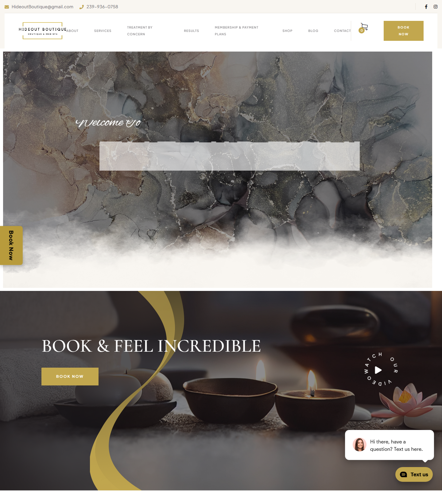Hideout Boutique — Hideout Boutique website homepage (Fort Myers, FL plastic & cosmetic surgery)