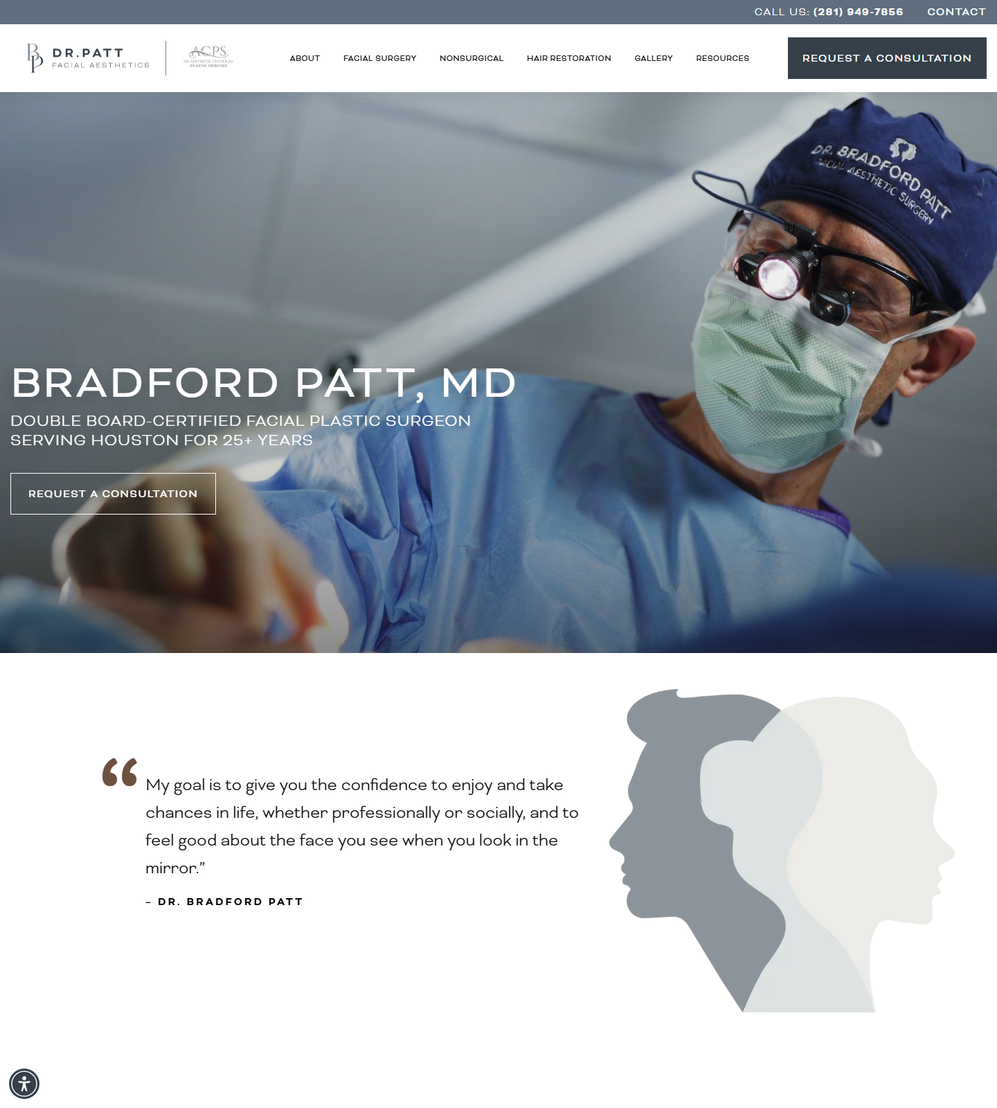 Houston Center for Facial Plastic Surgery — Houston Center for Facial Plastic Surgery website homepage (Houston, TX plastic & cosmetic surgery)