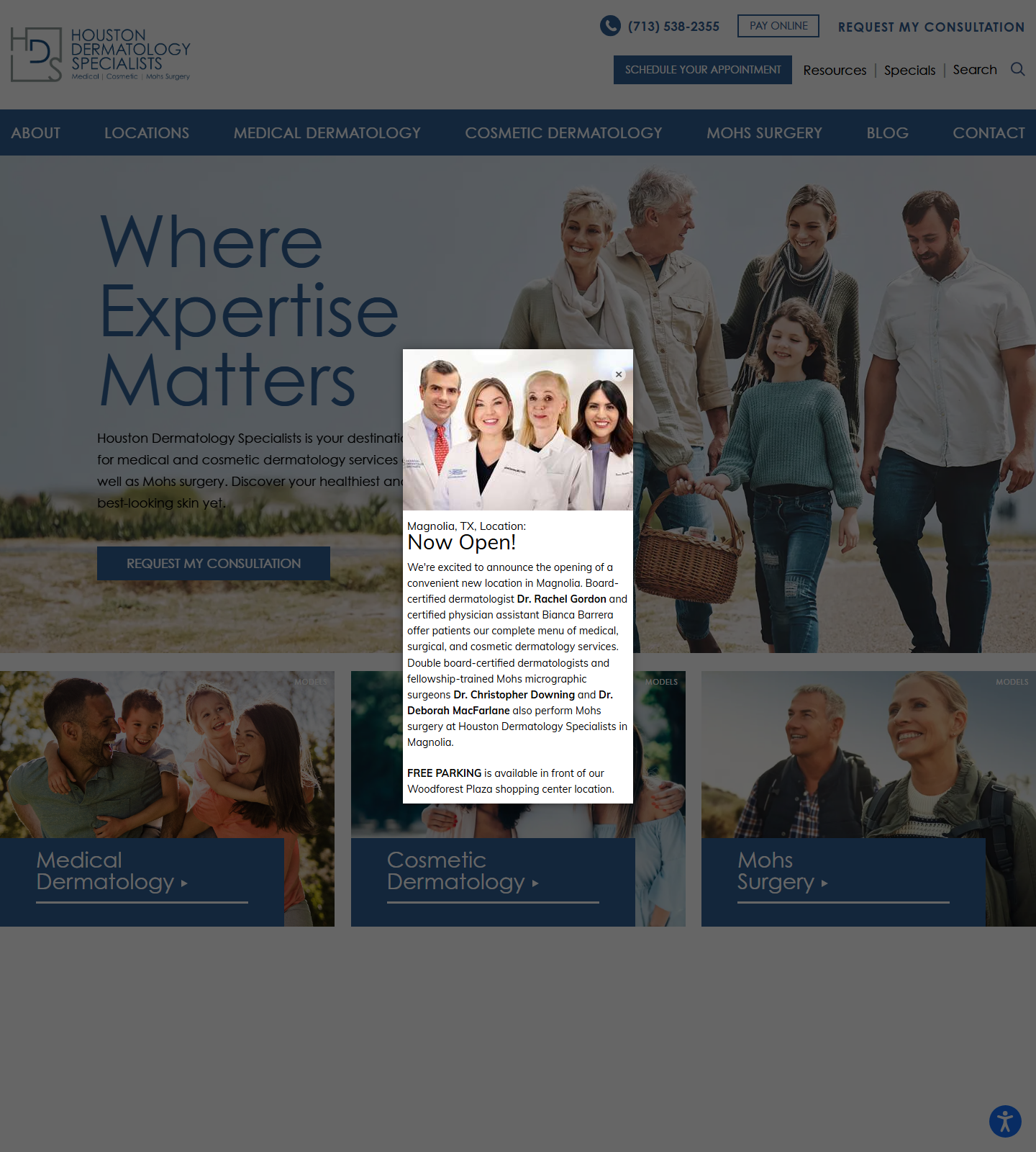 Houston Dermatology Specialists — Houston Dermatology Specialists website homepage (Houston, TX plastic & cosmetic surgery)