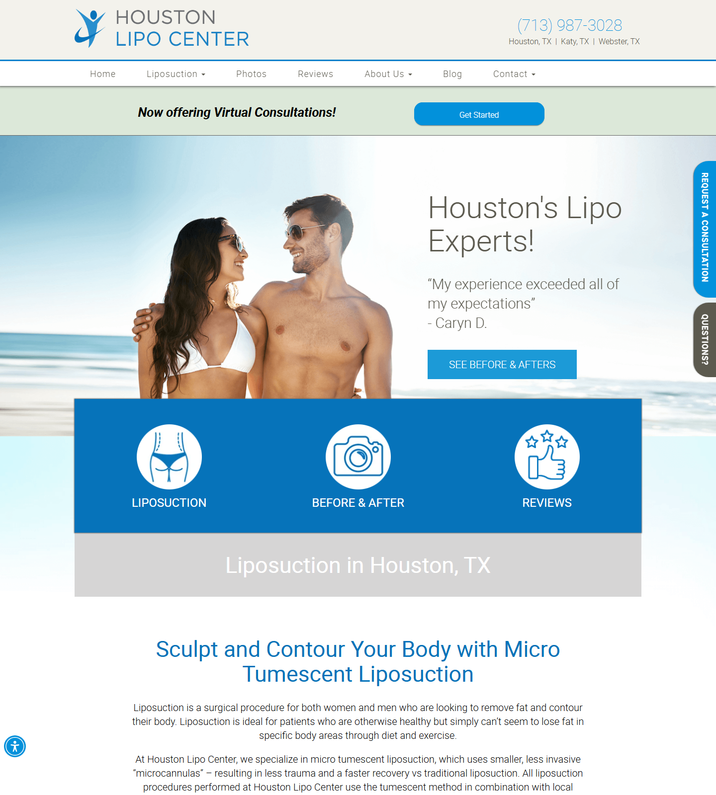 Houston Lipo Center — Houston Lipo Center website homepage (Houston, TX plastic & cosmetic surgery)