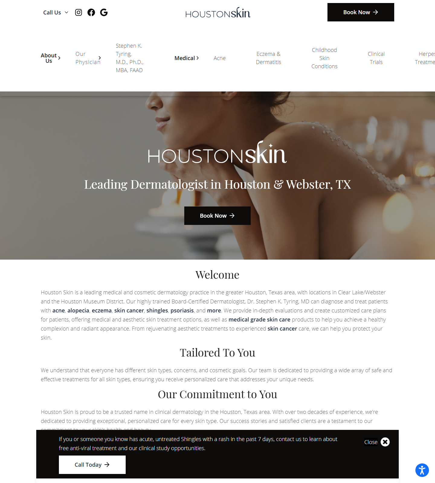 Houston Skin — Houston Skin website homepage (Webster, TX plastic & cosmetic surgery)