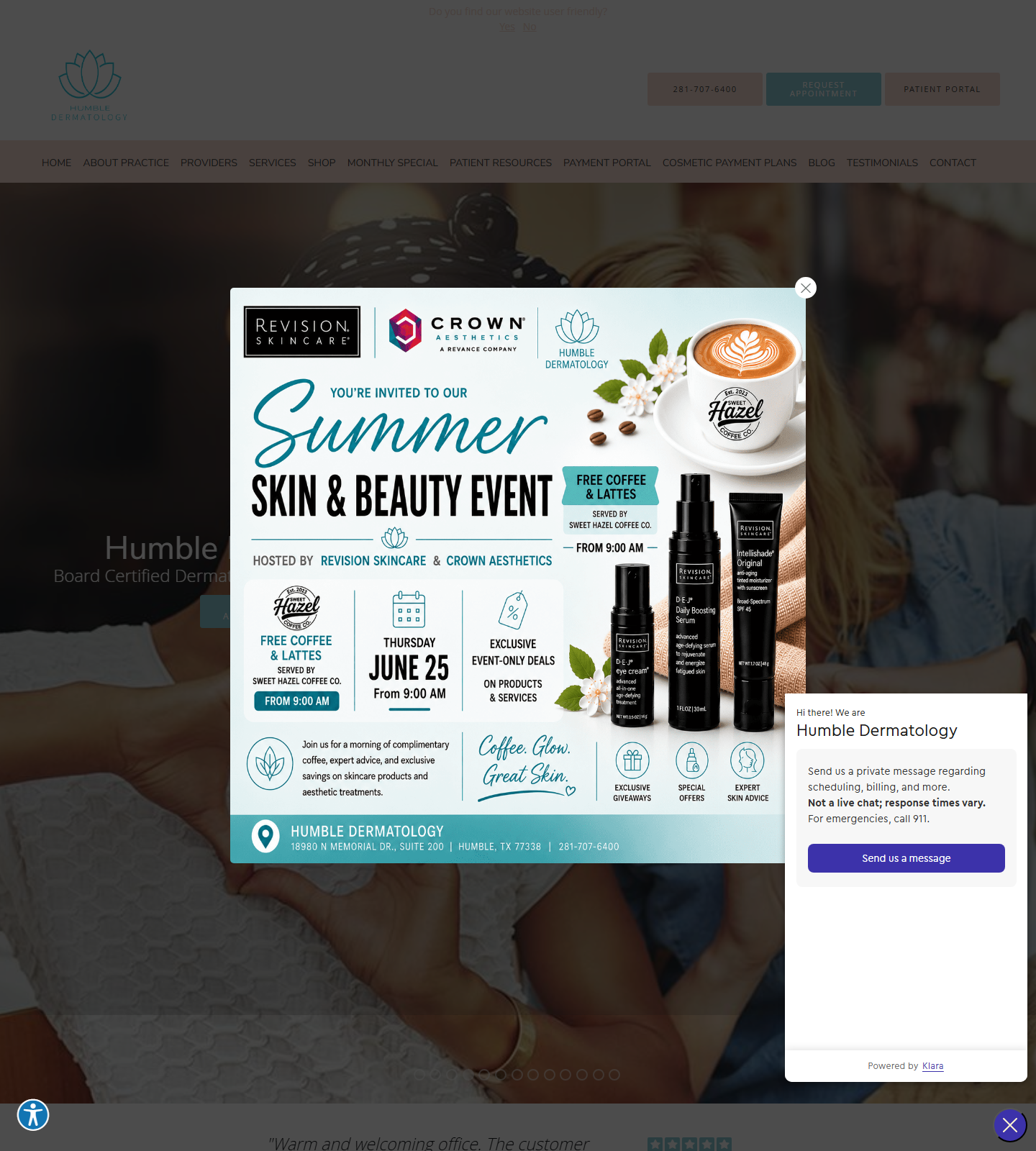 Humble Dermatology — Humble Dermatology website homepage (Humble, TX plastic & cosmetic surgery)