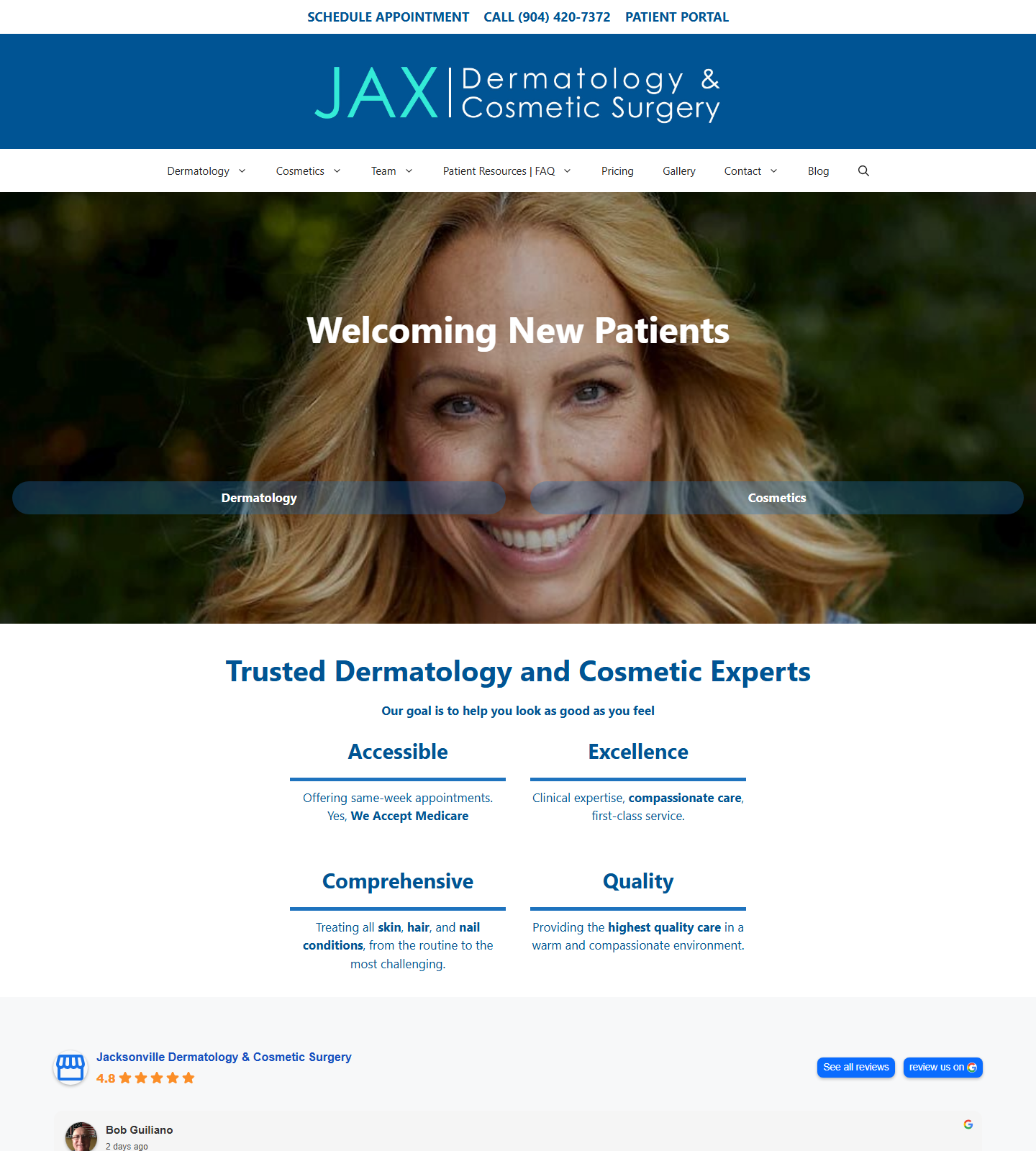 Jacksonville Dermatology & Cosmetic Surgery — Jacksonville Dermatology & Cosmetic Surgery website homepage (Jacksonville, FL)
