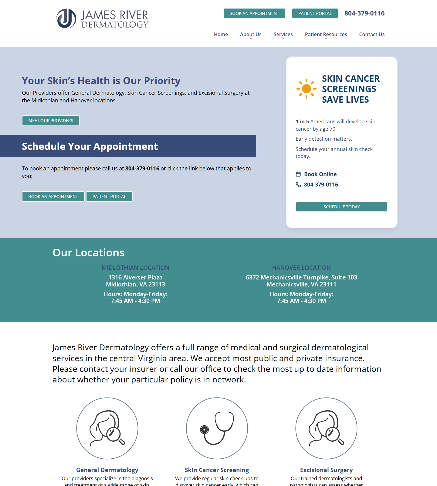 James River Dermatology — James River Dermatology website homepage (Midlothian, VA)