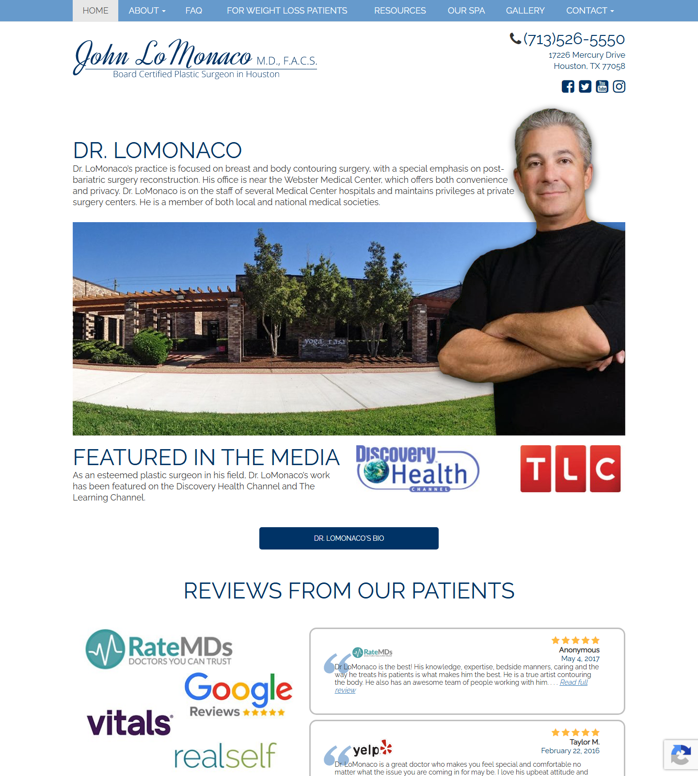 John LoMonaco, MD, FACS Plastic Surgery — John LoMonaco, MD, FACS Plastic Surgery website homepage (Houston, TX plastic & cosmetic surgery)