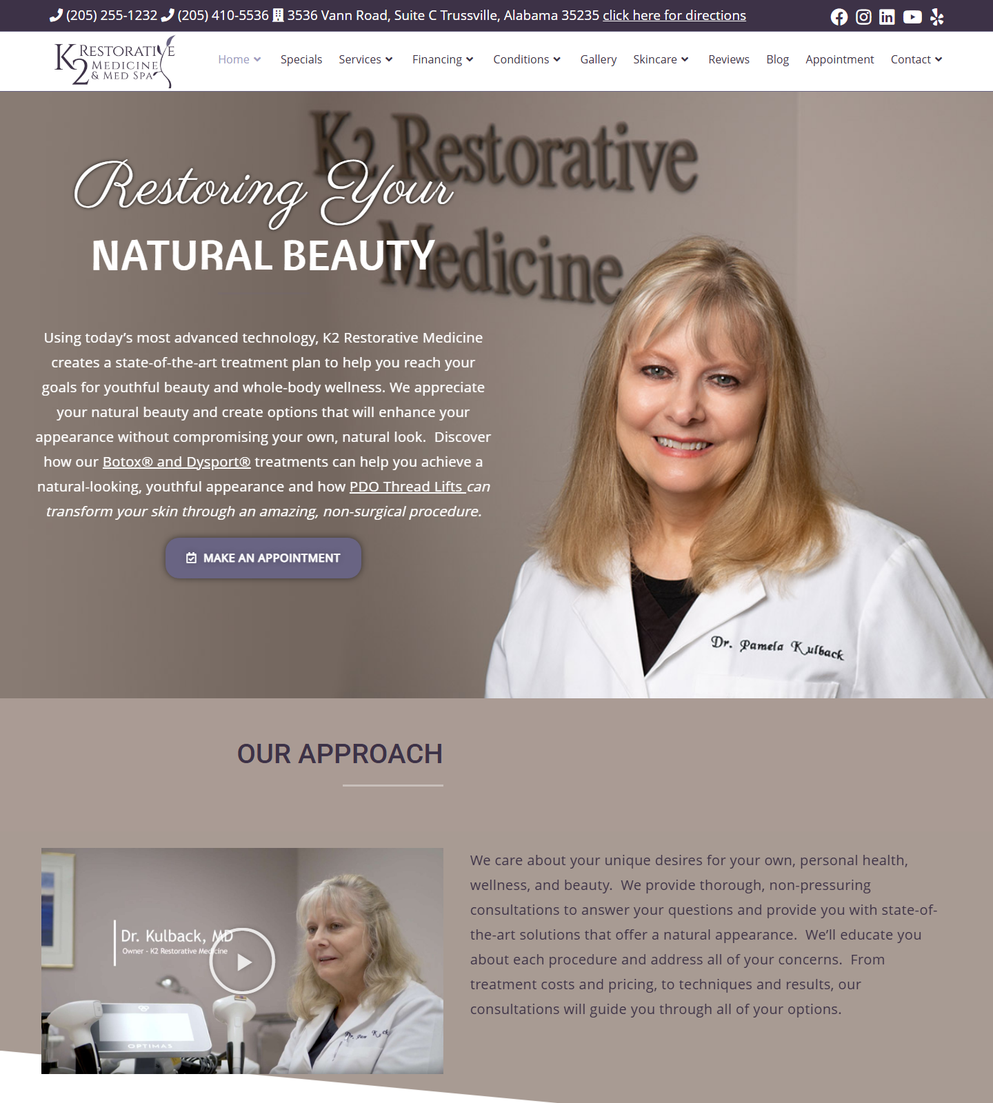 K2 Restorative Medicine & Med-Spa — K2 Restorative Medicine & Med-Spa website homepage (Birmingham, AL)