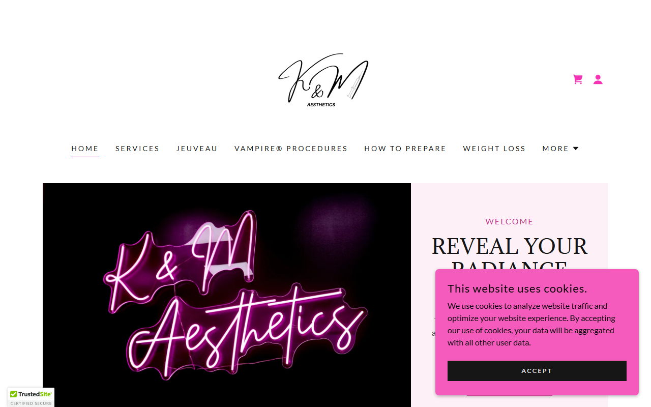 K — K&M Aesthetics website homepage (Cape Coral, FL plastic & cosmetic surgery)