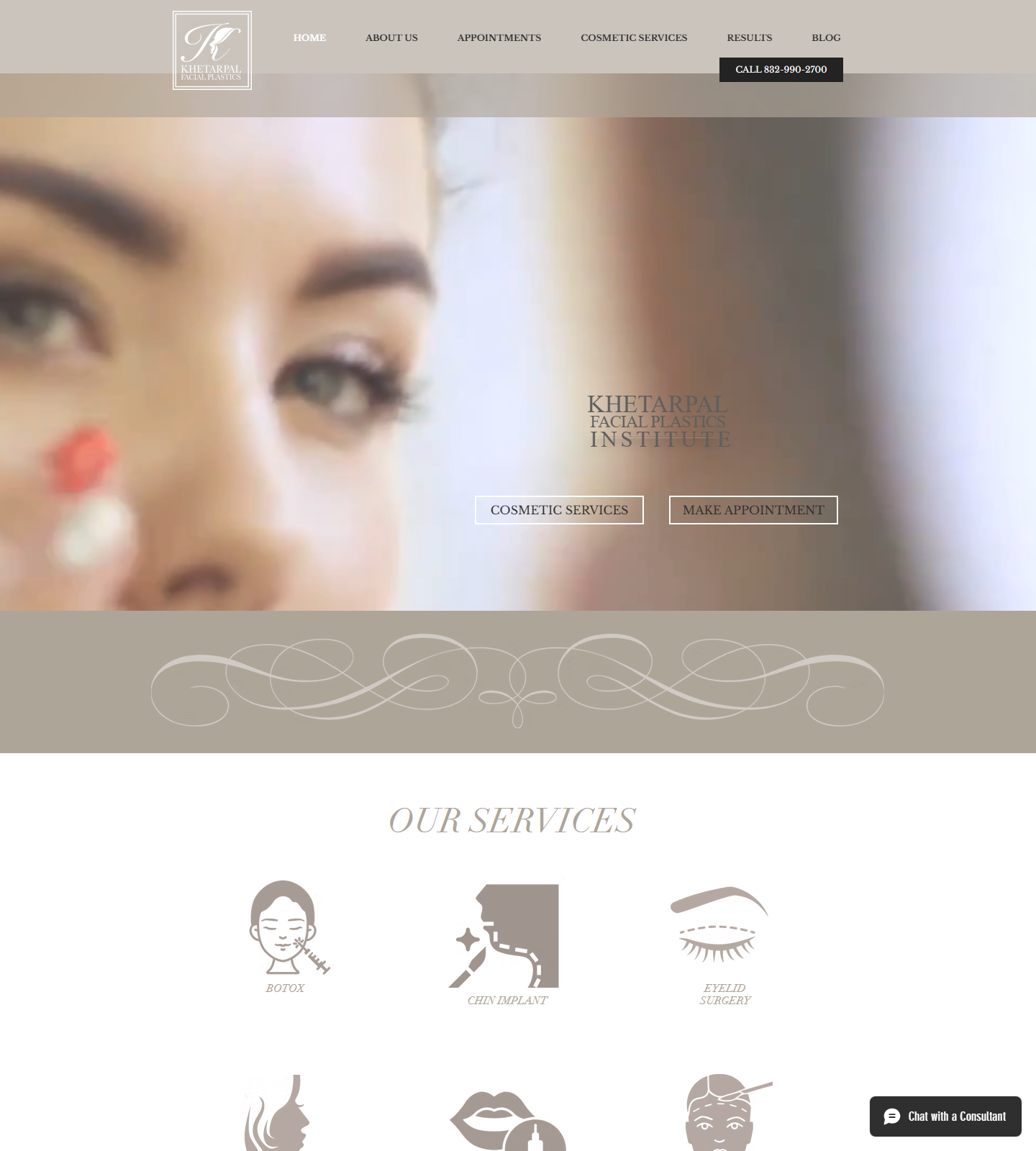 Khetarpal Facial Plastics Institute — Khetarpal Facial Plastics Institute website homepage (The Woodlands, TX plastic & cosmetic surgery)