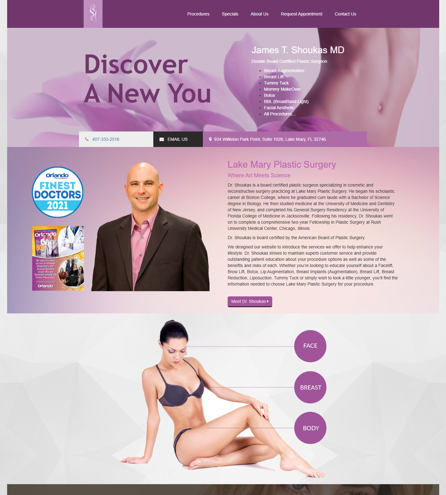 Lake Mary Plastic Surgery - Dr James Shoukas — Lake Mary Plastic Surgery - Dr James Shoukas website homepage (Lake Mary, FL)