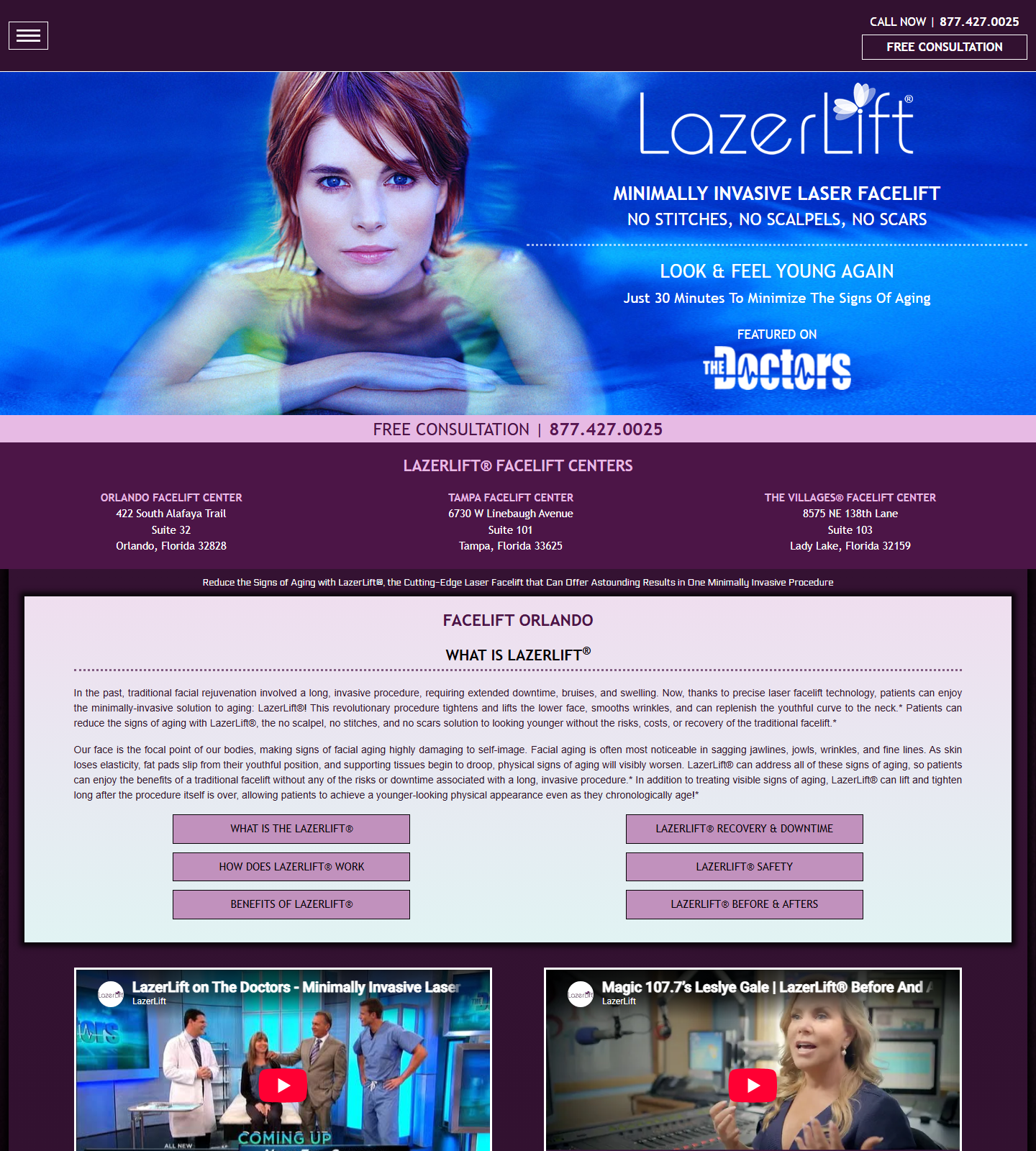 LazerLift — LazerLift website homepage (Orlando, FL)