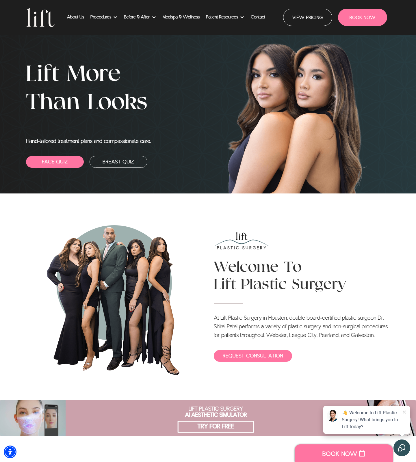 Lift Plastic Surgery — Lift Plastic Surgery website homepage (Webster, TX plastic & cosmetic surgery)