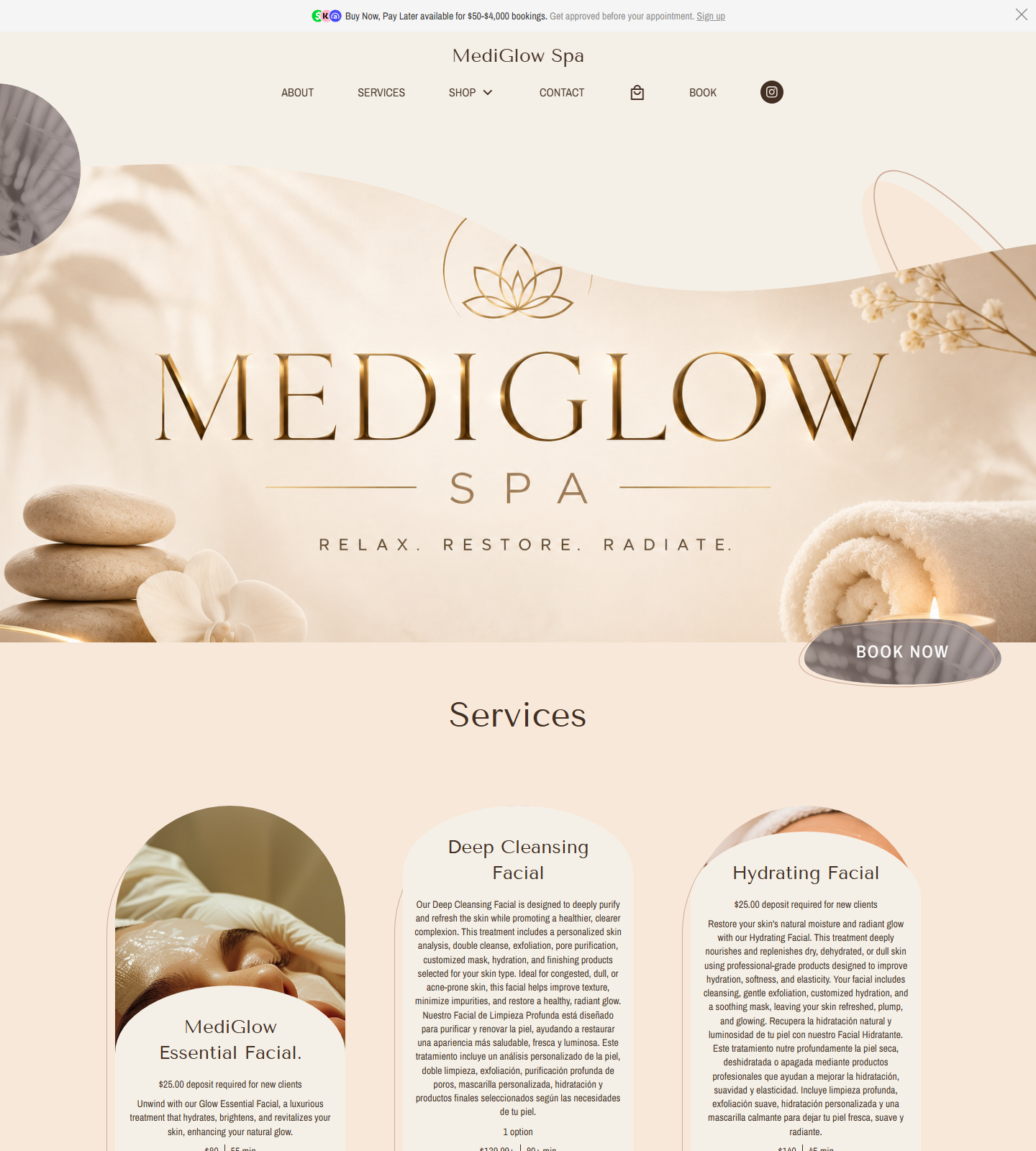 MediGlow Spa — MediGlow Spa website homepage (Spring, TX plastic & cosmetic surgery)