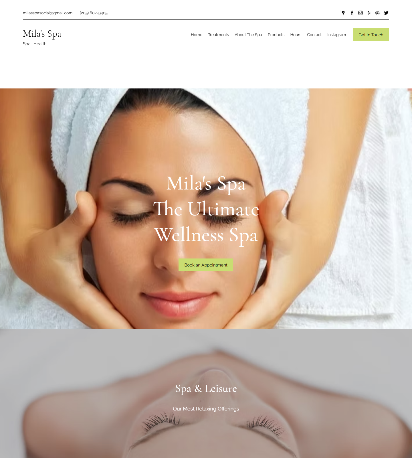 Mila's Spa — Mila's Spa website homepage (Birmingham, AL)