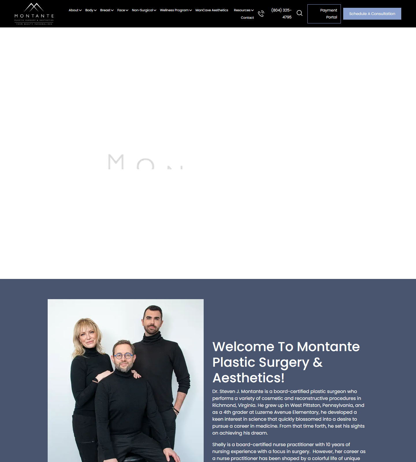 Montante Plastic Surgery & Aesthetics — Montante Plastic Surgery & Aesthetics website homepage (Richmond, VA)